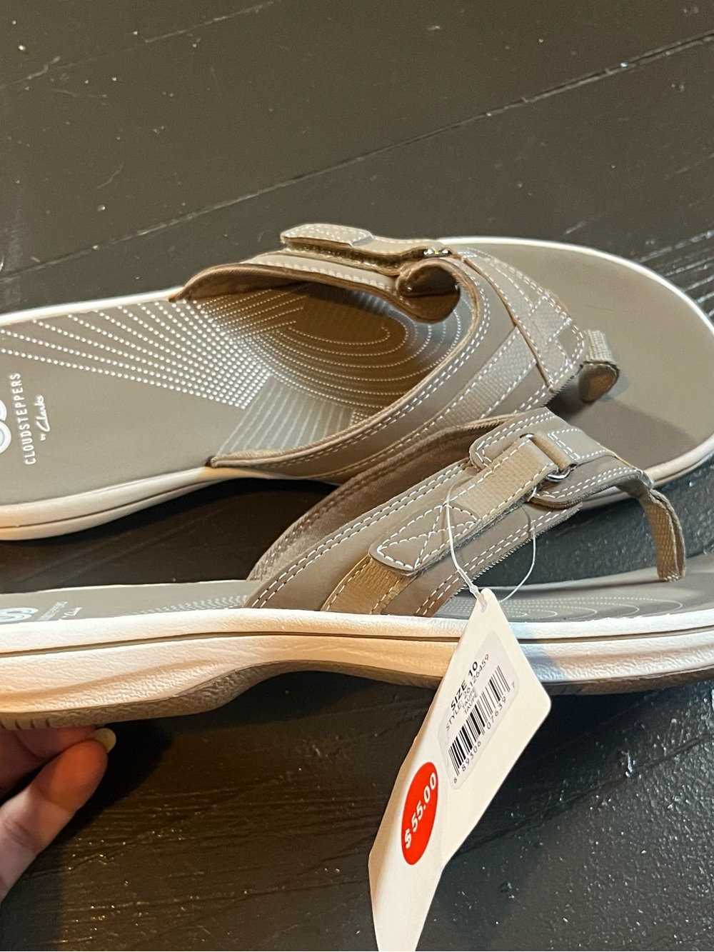 Cloudsteppers by Clarks Taupe and Gray Thong Sandals - Picture 2 of 4